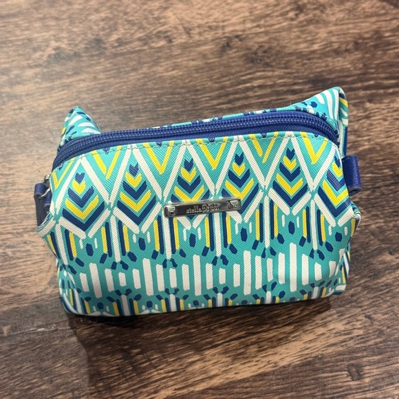 Stella & Dot Teal and Yellow Patterned Pouch - Picture 1 of 7